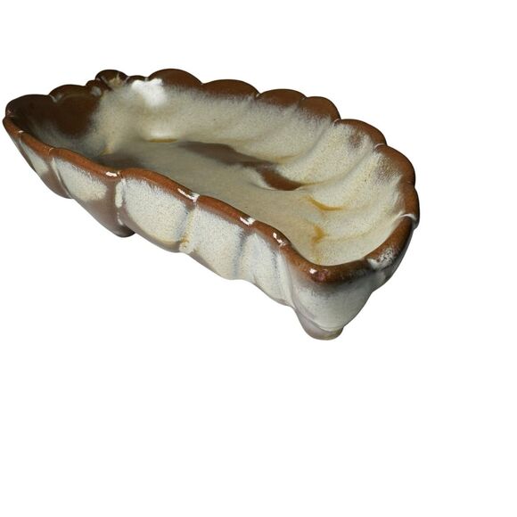 Vintage Frankoma Pottery Leaf Dish 226 Tray Cinnamon Brown - Picture 8 of 12